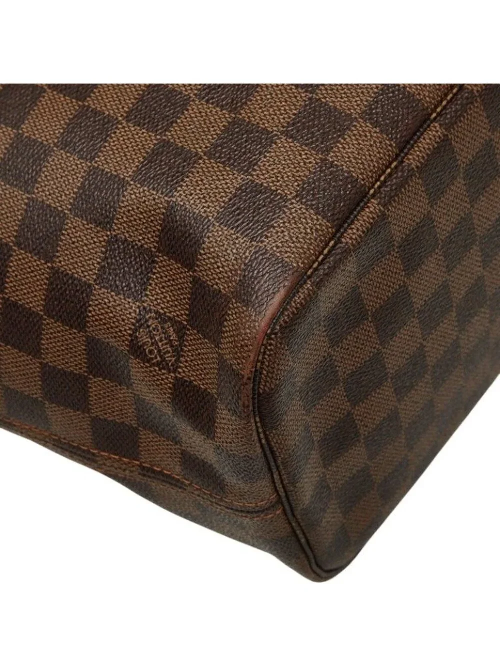 Louis Vuitton Damier Neverfull MM Tote Brown Leather